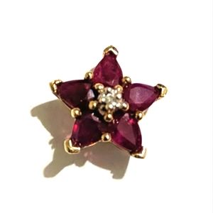 10k Yellow Gold Ruby Star Cluster Pendant
